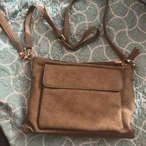 Elegant Shiraleah brand light brown faux leather crossbody  Bag